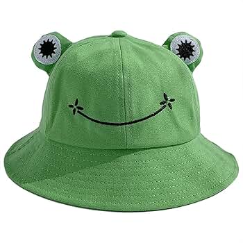 Cotton Cute-Frog-Bucket-Hat for Women Packable Sun-Hat