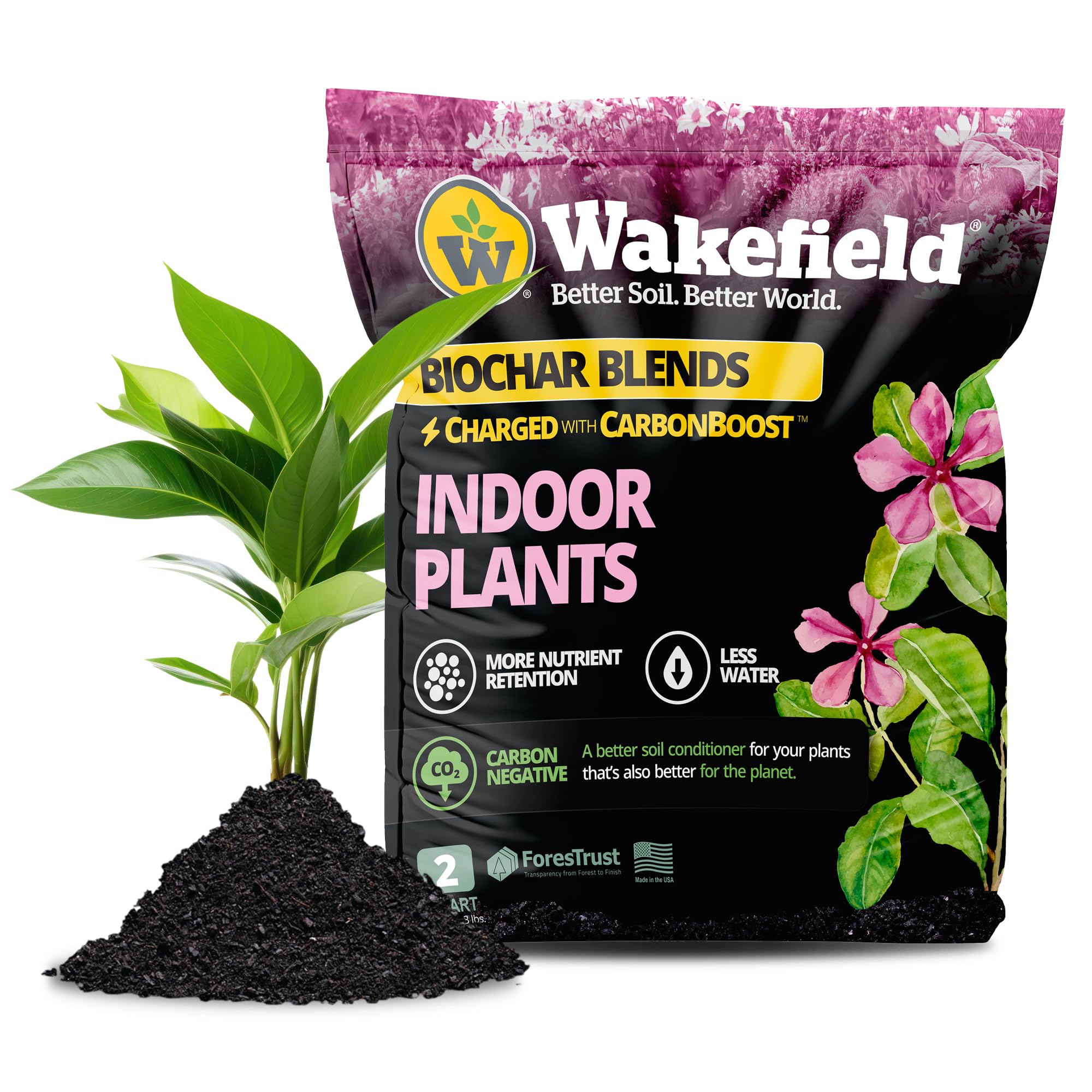 Wakefield Biochar Potting Mix & Indoor Plant Soil - 2 Quart