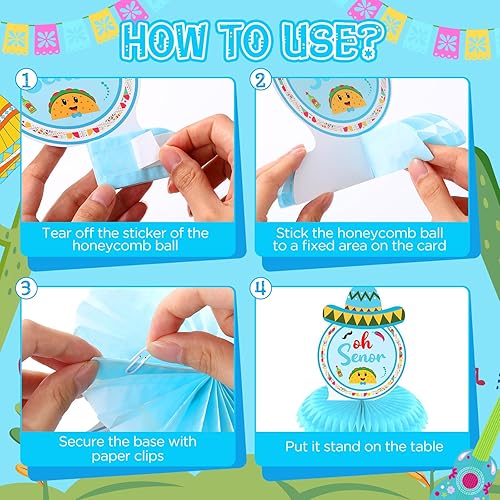 Miniatura 2 de Taco Bout A Baby Boy Shower Decoraciones - Centro de mesa de panal para fiesta de revelación de género temática mexicana