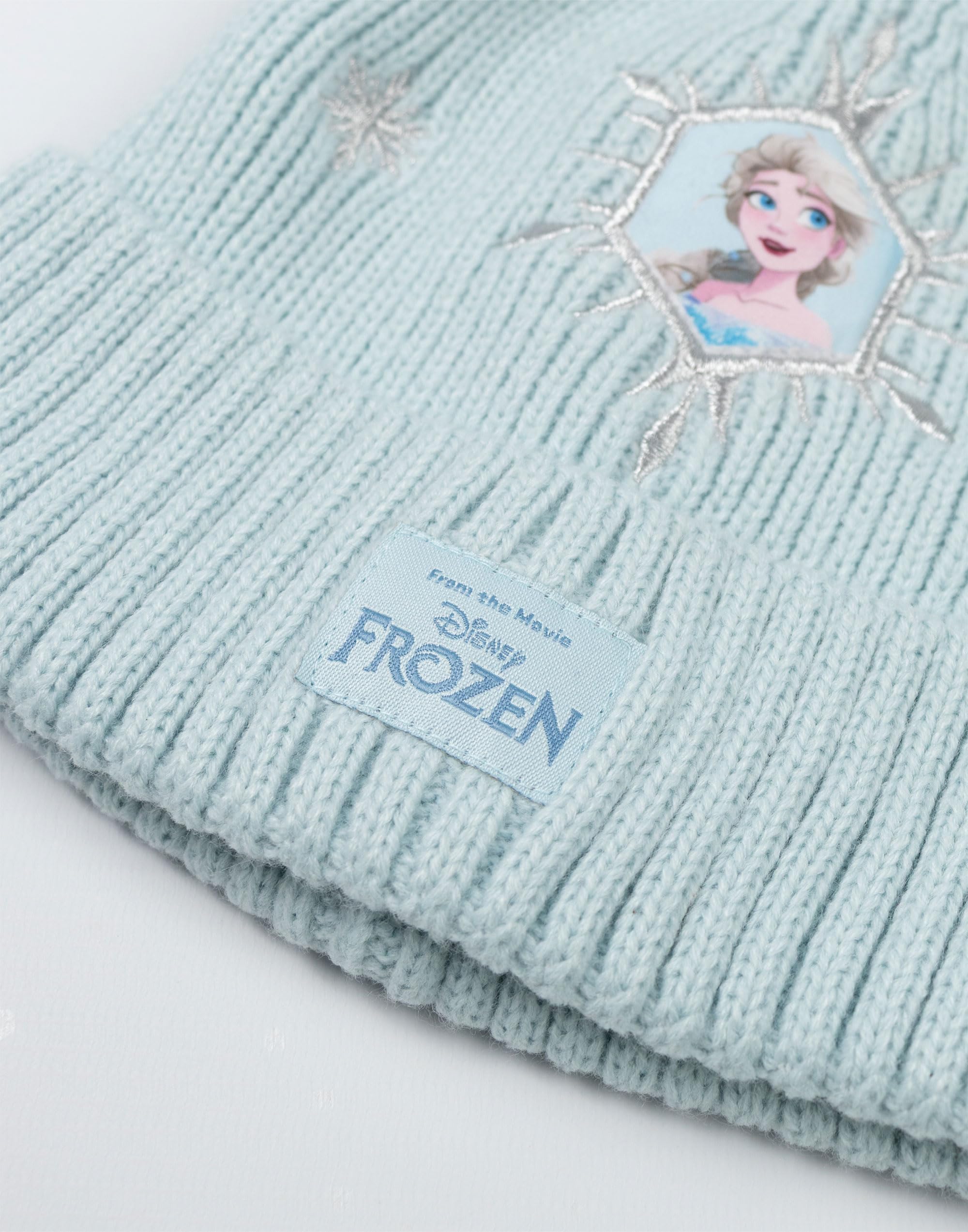 Disney Frozen Elsa - Conjunto de gorro y guantes para niñas, color azul claro, accesorios cálidos de invierno para niños con diseño de personajes