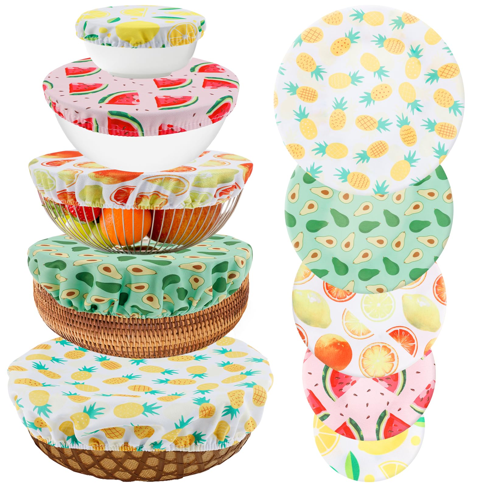 10pcs Reusable Food Cover, 5 Sizes Elastic Fabric Covers, Multi Purpose Cloth Foods Storage Dish Covers Can Lids for Home Kitchen Foods Fruits Leftover, Keeping Food Fresh(Fruit) โ image 1
