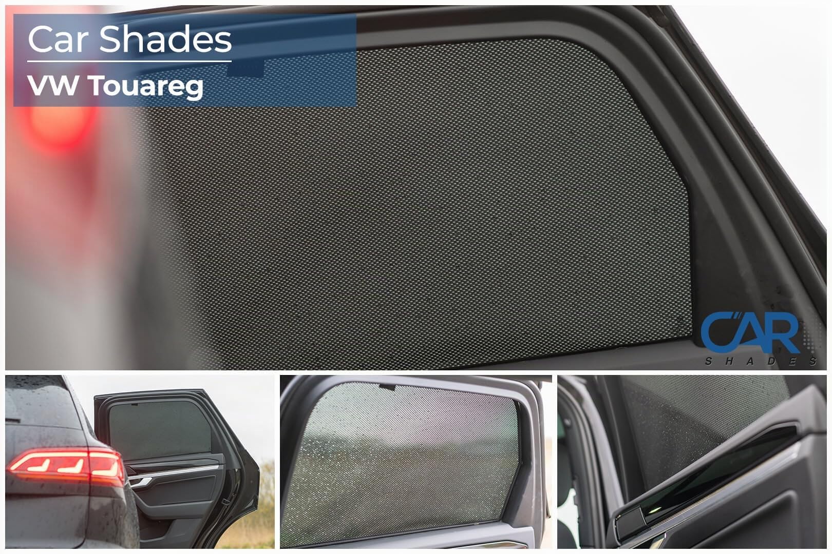 Satz Car Shades (Hintertüren) kompatibel mit Volkswagen Touareg 2018- (2-teilig), Schwarz