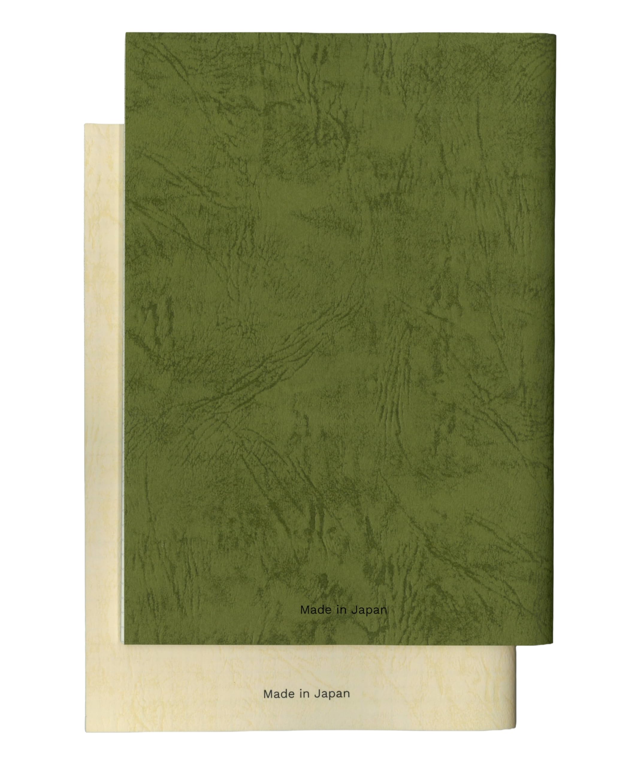 Quaderni piatti formato A5, confezione da 2 (verde oliva e crema), 60 pagine perforate di carta raffinata dal Giappone, diari con copertina morbida sottile per scrivere, appunti e viaggi (Made