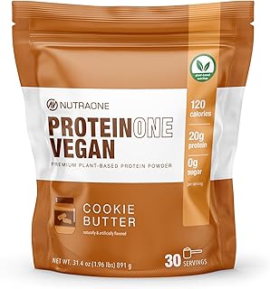 NutraOne ProteinOne Vegan Plant-Based Protein Powder Vegan Protein Powder, Dairy-Free, Pea and Rice Protein Powder (Cookie Butter)