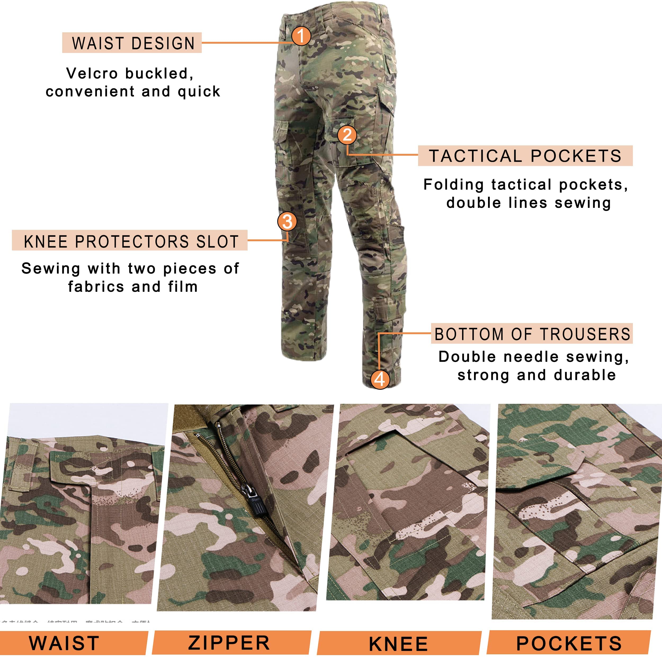 YUSHOW Tuta da softair, camicia militare da uomo, a maniche lunghe, 1/4, con cerniera, mimetica, cargo per caccia militare, CP., XL