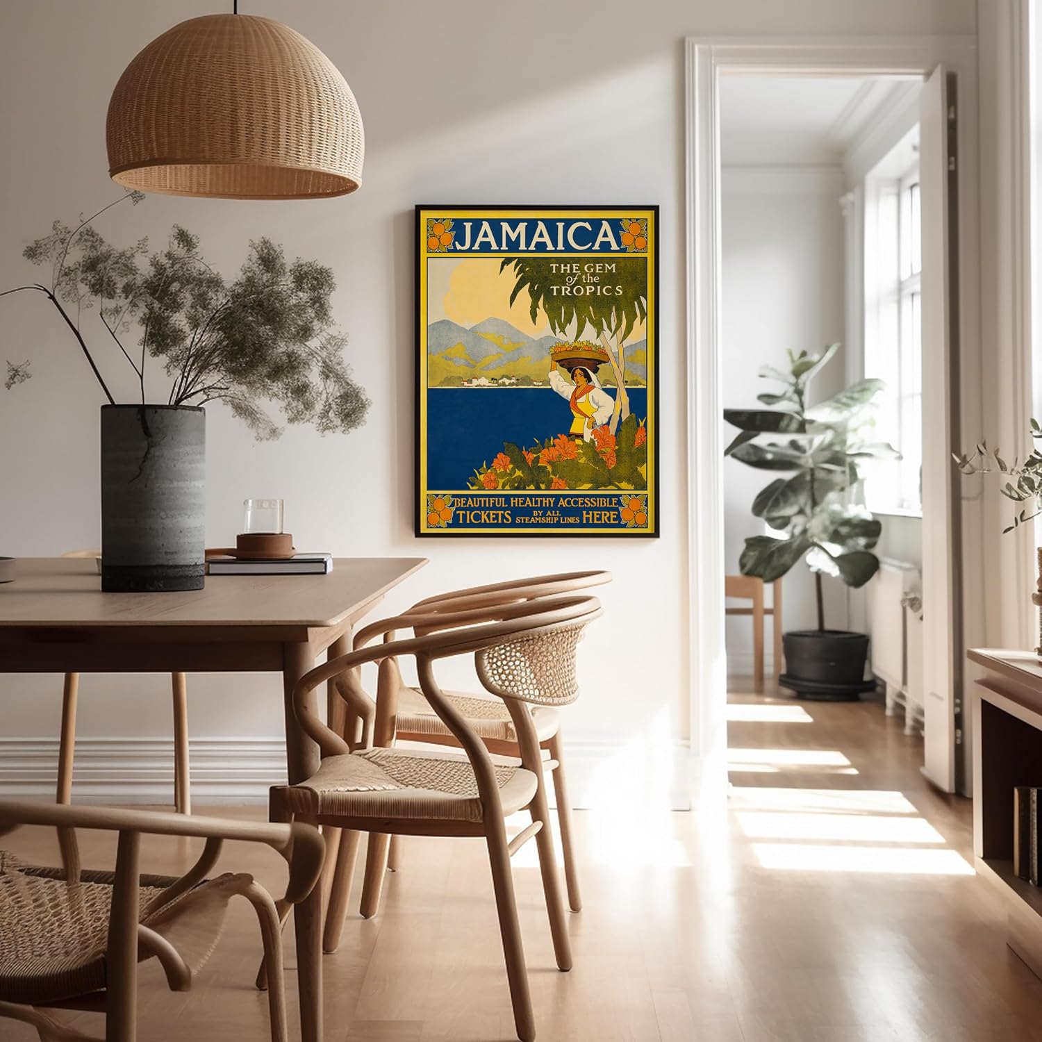 Poster Master Vintage Travel Poster - Retro Jamaica Print - Gem of the Tropics Art - Coastal Gift for Men, Women, Travel Lover - Decor for Living Room, Ocean or Beach House - 8x10 UNFRAMED Wall Art