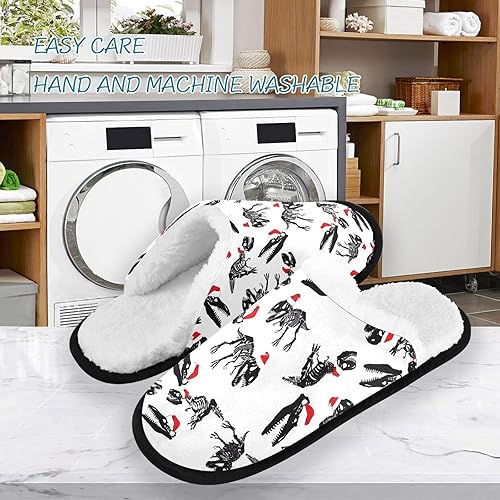 Miniatura 3 de Dinosaur Skulls Merry Christmas Slippers for Women Men Breathable Slippers Indoor Home Slipper Fluffy Spa Slippers for Wedding Party Bedroom Travel