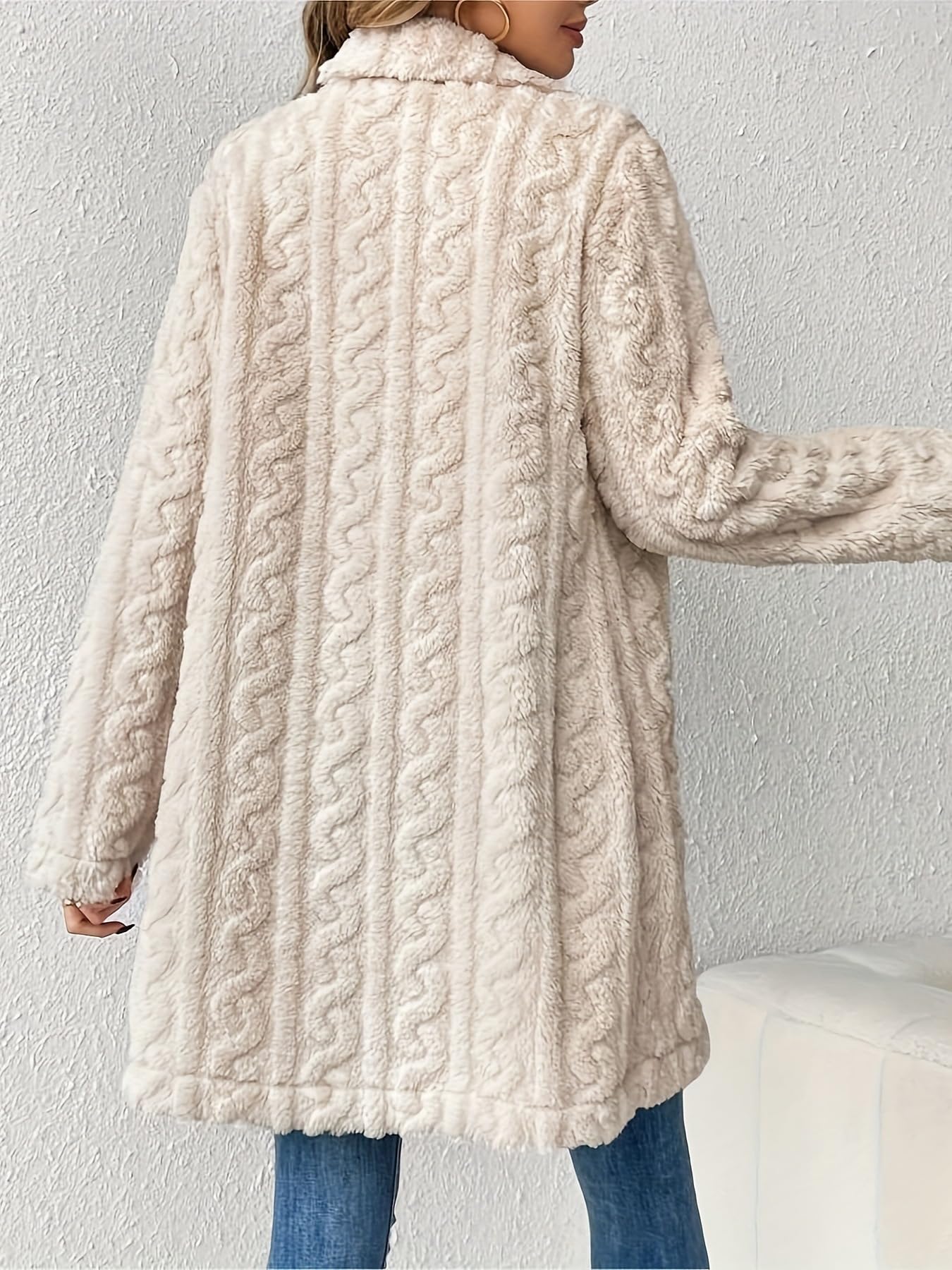 Chaqueta de Invierno para Mujer larga Abrigo de Lana Grueso Abrigo Cálido Elegante Doble Botonadura con Bolsillo