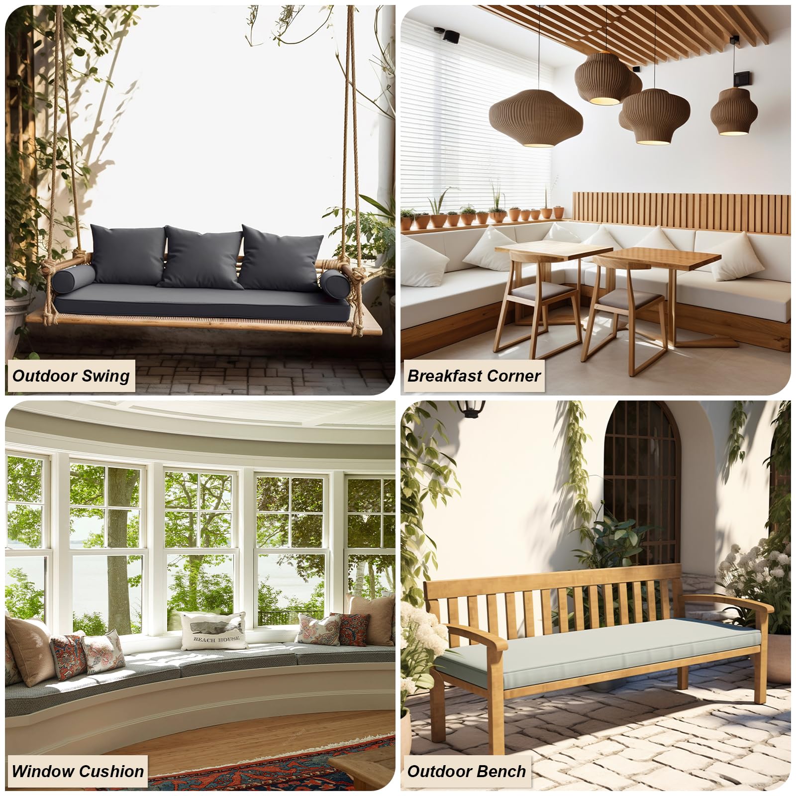 Coussin De Banc, 5 Cm D'épaisseur, Coussin De Baie Vitrée, Canapé 2 Ou 3 Places - Doux Et Lavable Pour Intérieur Ou Extérieur