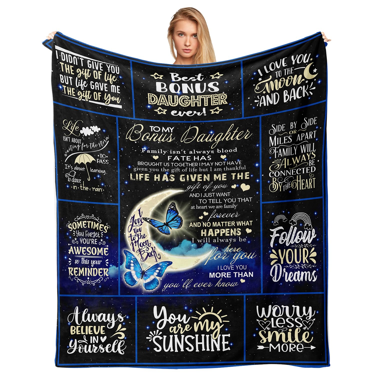 Akoigun Moon-Bonus Daughter Bonus Daughter Gift - Birthday Blanket, 50"X60" Throw Blanket