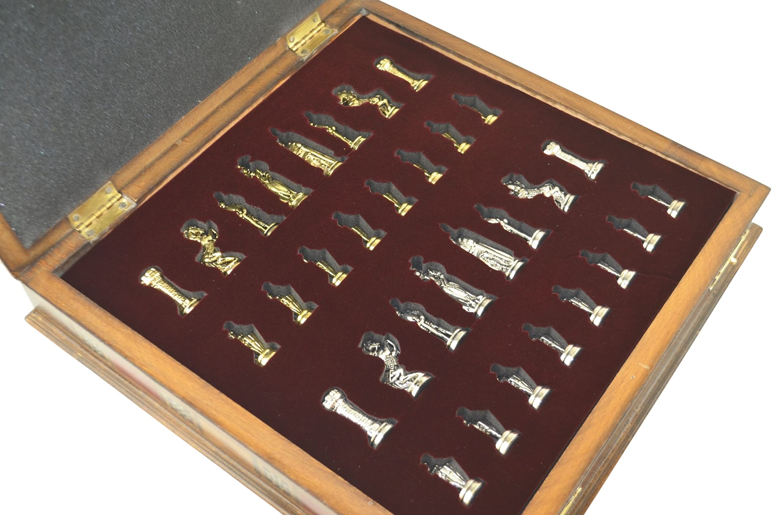 Medieval British Army Metal Chess Set for Adults Handmade Pieces and Natural Solid Wooden Chess Board with Pearl Design Around Board and Storage Inside King 275 inc product thumbnail 5