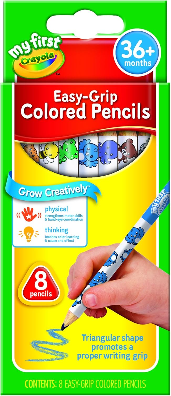 Crayola My First Easy-Grip Colored Pencils, 8 Count, Ages 3, 4, 5, 6