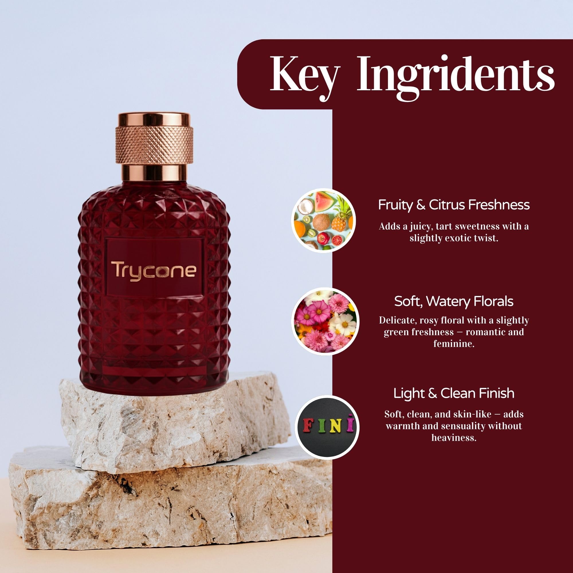 Trycone Belloria Eau de Parfum for Women | Fruity Freshness of Pomegranate & Yuzu with Peony, Lotus & Soft Musk | Long-Lasting Luxury Fragrance, 50 ml 2