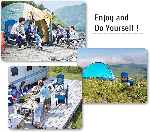 Miniatura 4 de Juego de 2 sillas de campamento al aire libre, plegable, portátil, plegable, soporta 300 libras con respaldo de malla de enfriamiento, 2 portavasos,