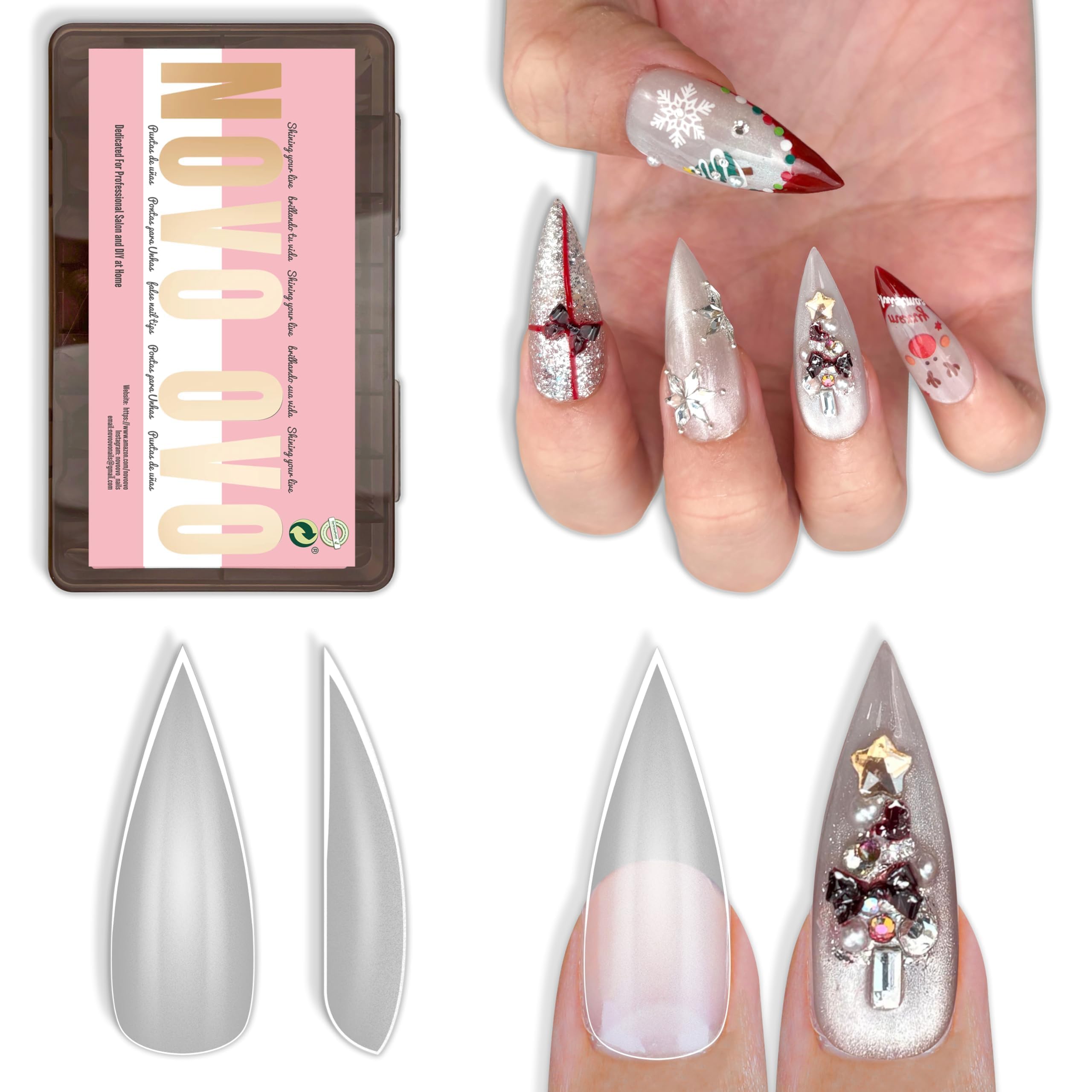 *OUTLET nail tip*　アウトレット　ネイルチップ Amazon | NOVO OVO Sharp Stiletto Pointed Medium Long Nail Tips