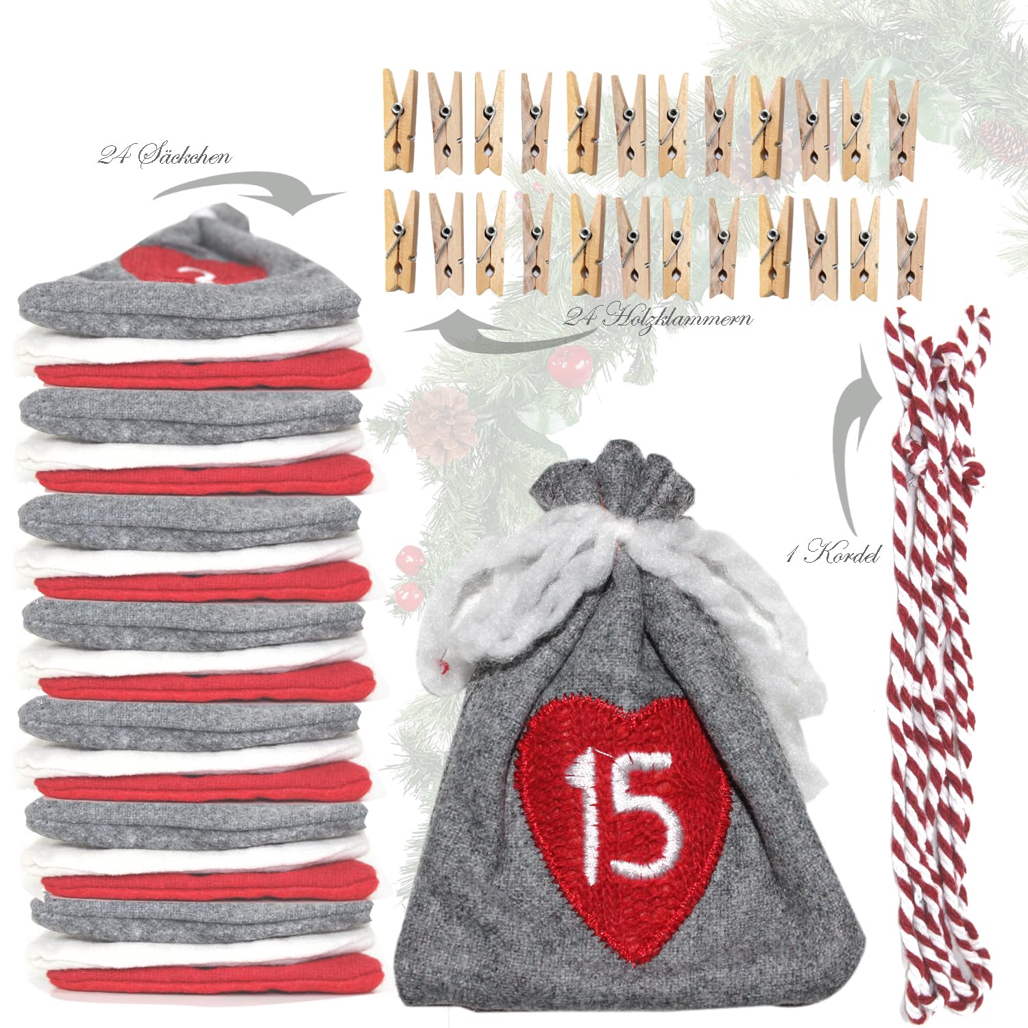 Angel Adventskalender mit 24 Säckchen + Überraschungen | Weihnachtskalender - Angler Köder Haken Set für Fischer Erwachsene Teenager Jungen - 2025 Weihnachten Überraschung Geschenk Männer