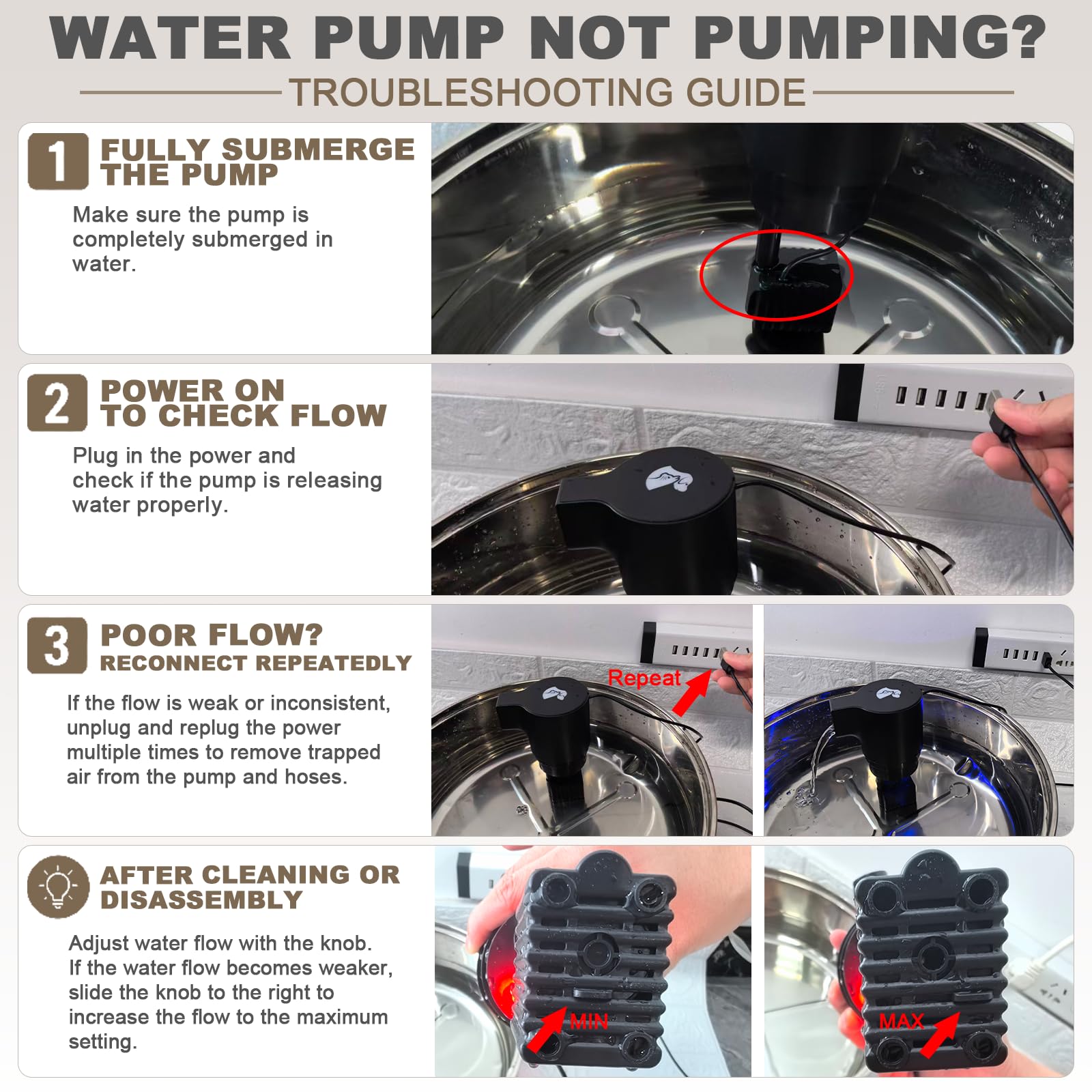 Fuente de agua para perros, fuente de agua de acero inoxidable de 8 litros para perros grandes, dispensador de cuenco de agua para perros, bomba súper silenciosa y filtros de repuesto para gatos y