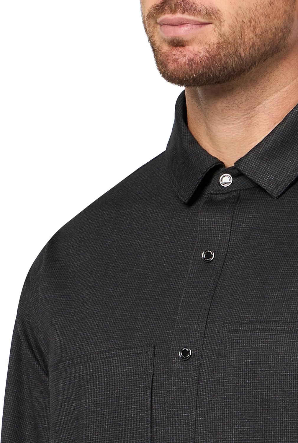 Karl Lagerfeld Mens Long Sleeve Patterned Houndstooth Utility Shirt Jacket - Image 3