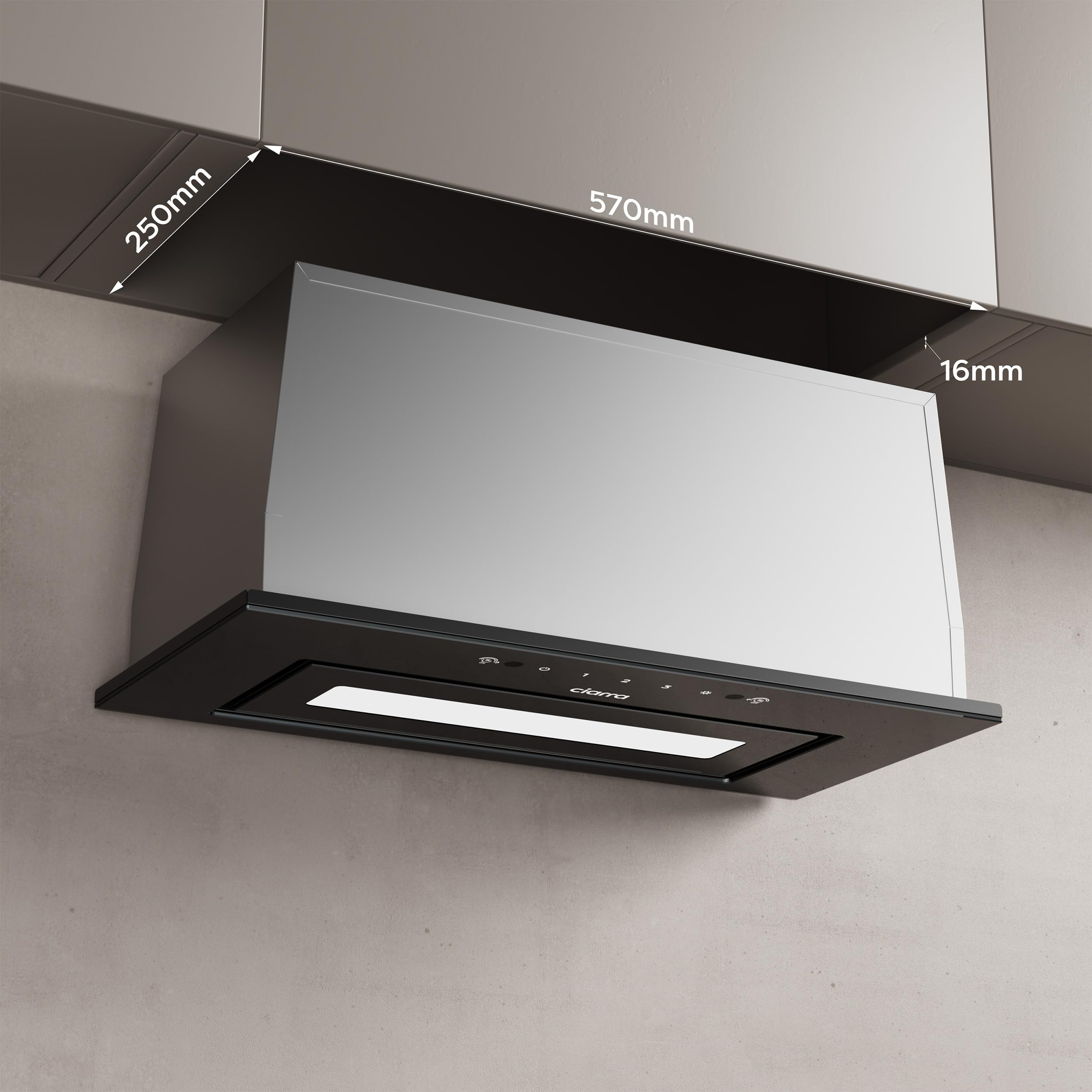 CIARRA CBCB6931B Einbau Dunstabzugshaube 60 cm Abluft Umluft 460 m³/h Sensor Touch-Bedienung Kohlefilter 3 Leistungsstufen Schwarz