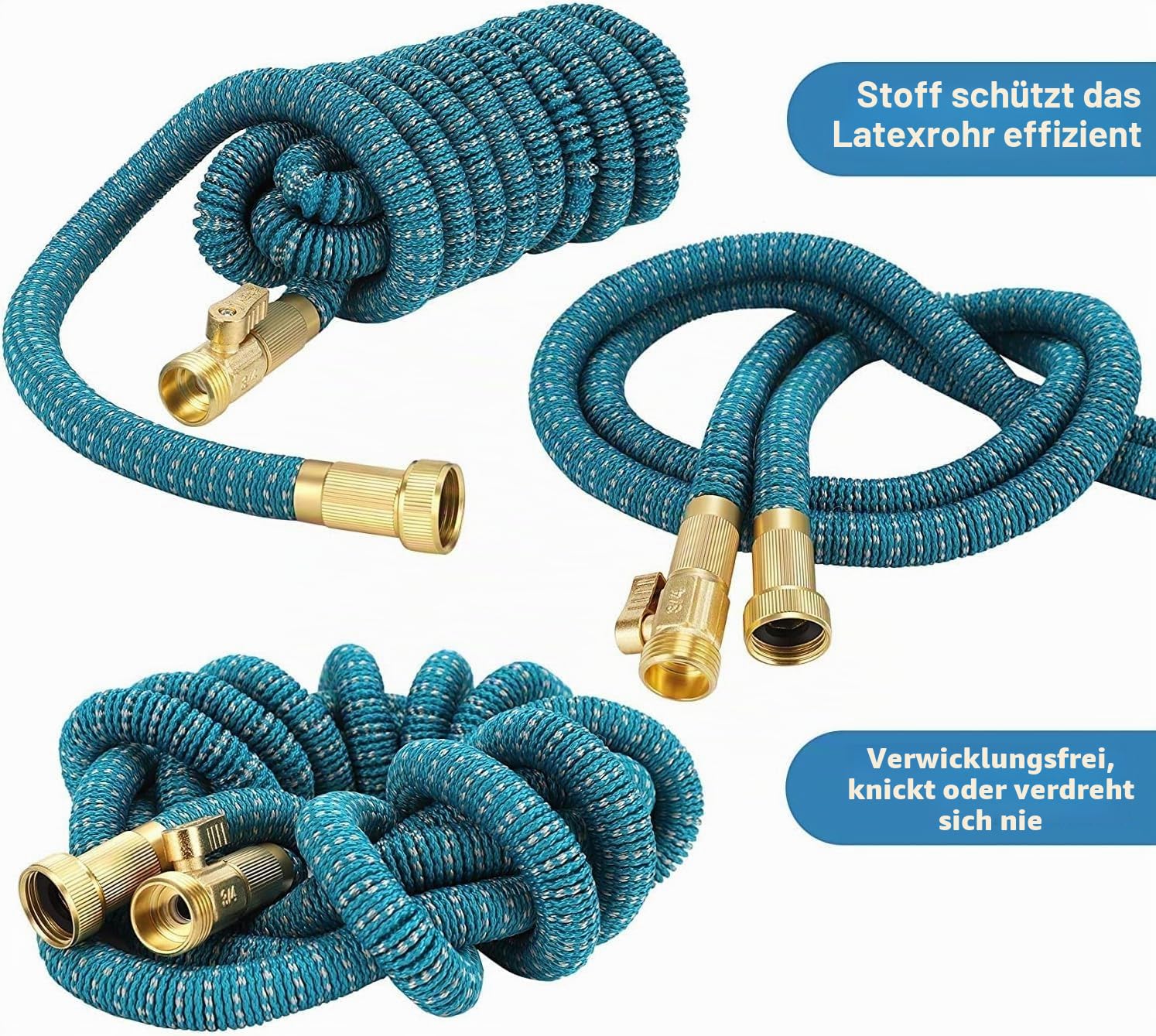 Gartenschlauch Gartenschläuche Schläuche 20m 30m 50m 100m erweiterbarer Wasserschlauch Schlauch Flexibel einziehbar Gartenschlauch zusammenklappbar (Himmelblau 45m)