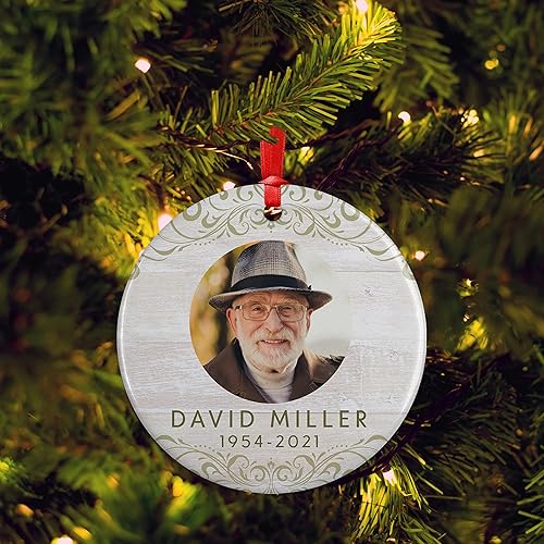 Miniatura 14 de In Loving Memory, Adorno conmemorativo de Navidad personalizado con foto, nombre y fecha, sube fotos e imágenes - 7 diseños, adornos conmemorativos