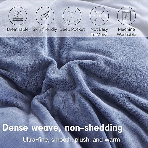 Miniatura 3 de Sábana bajera de terciopelo, funda protectora de felpa de vellón con bolsillo profundo de 15 pulgadas, sábana inferior cálida y mullida (no incluye