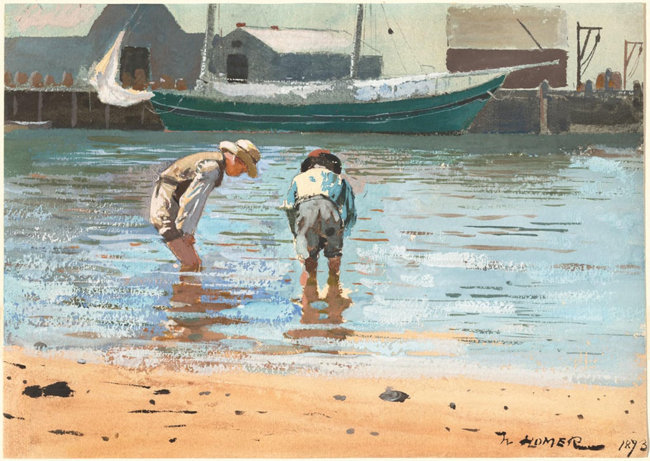 Lienzo de Winslow Homer Ragazzi che guadano, decoración artística premium de 60x90cm 5
