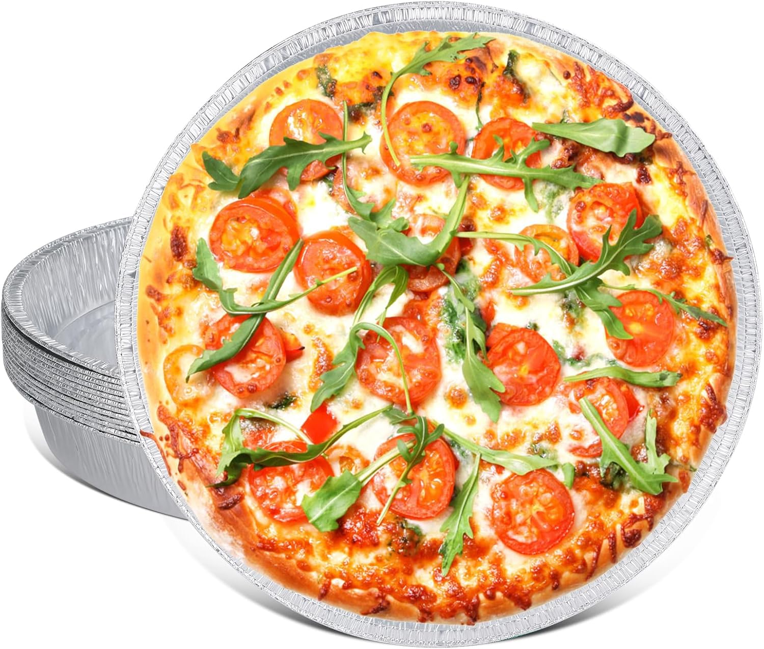 12 Inch Aluminum Pizza Pans, 25 Pack Disposable Round Foil Pizza Pan Trays, Oven & Freezer Safe Disposable Pizza Pan for Baking, Serving, Catering & Parties