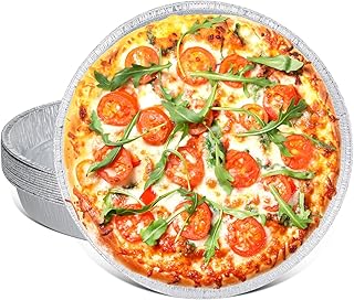 12 Inch Aluminum Pizza Pans, Disposable Round Foil Pizza Pan Trays, Oven & Freezer Safe Disposable Pizza Pan for Baking, Serving, Catering & Parties （12 Pack）