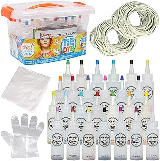 Klever Kits Tie Dye Kits 26 Colors Fabric Dye Art Set with Storage Box, Gloves, Rubber Bands and Table Covers for Group Ac...