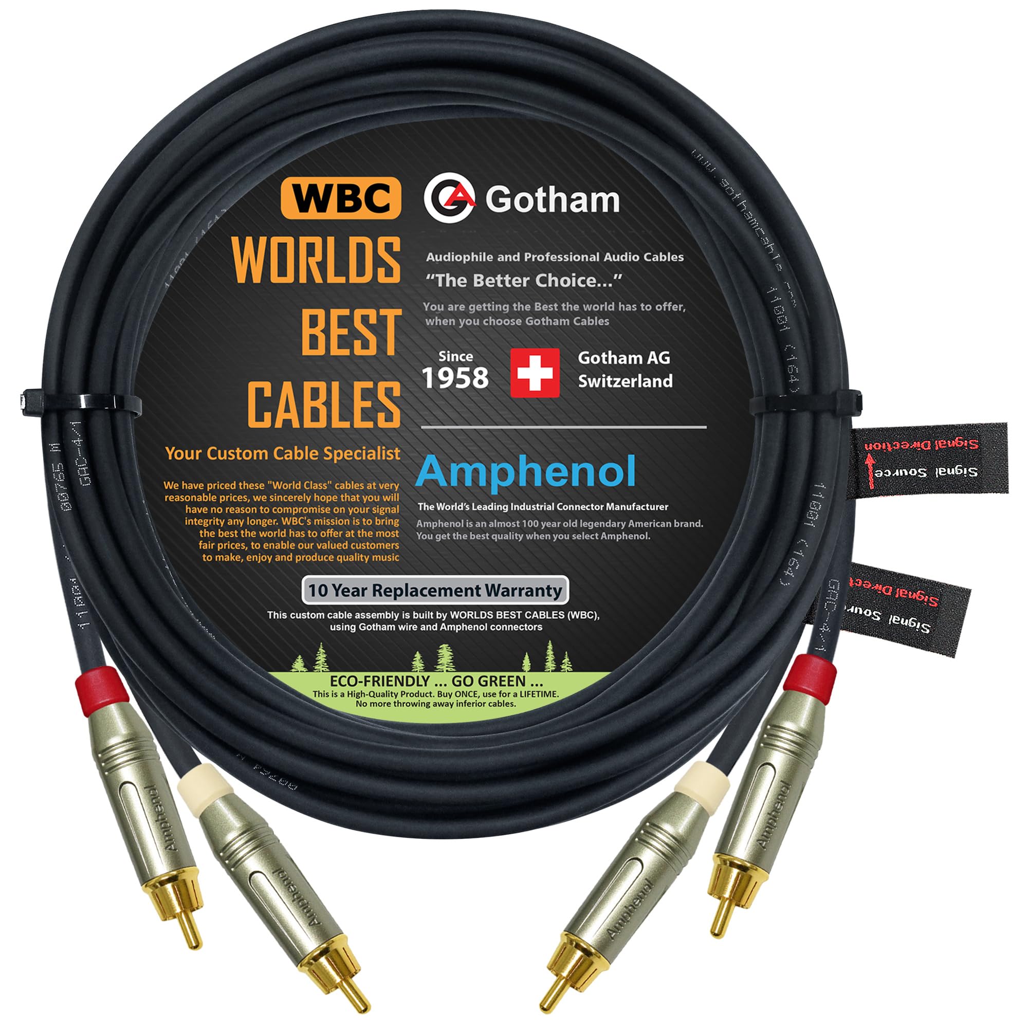 Amazon.com: 40 Foot RCA Cable Pair - Gotham GAC-4/1 (Black) Star