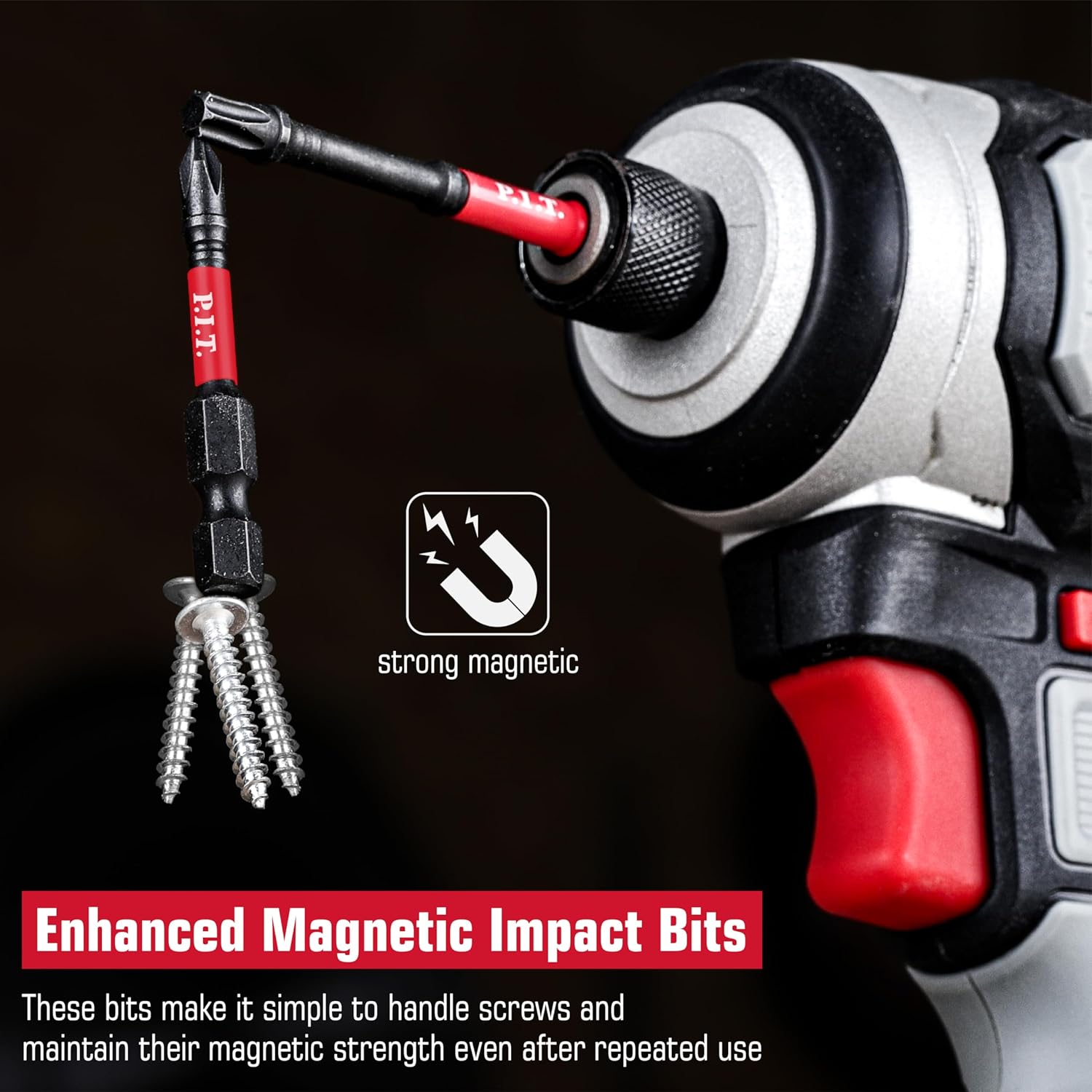 P.I.T. Impact Screwdriver Bit Set,Magnetic 42 pcs Driver Bit Set,S2 Steel Screwdriver Impact Kit With a Storage Box,1/4 Hex Shank Slotted/Torx/Phillips/Hex/Bit Holder Used for Power Screwdrivers