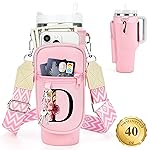 LOKASS Personalized Water Bottle Holder with Strap for Stanley Cup Accessories 40 oz Tumbler, Initial Water Bottle Carrier Bag W/Phone Pocket, for Women,Ideal for Thanksgiving/Christmas/New Year