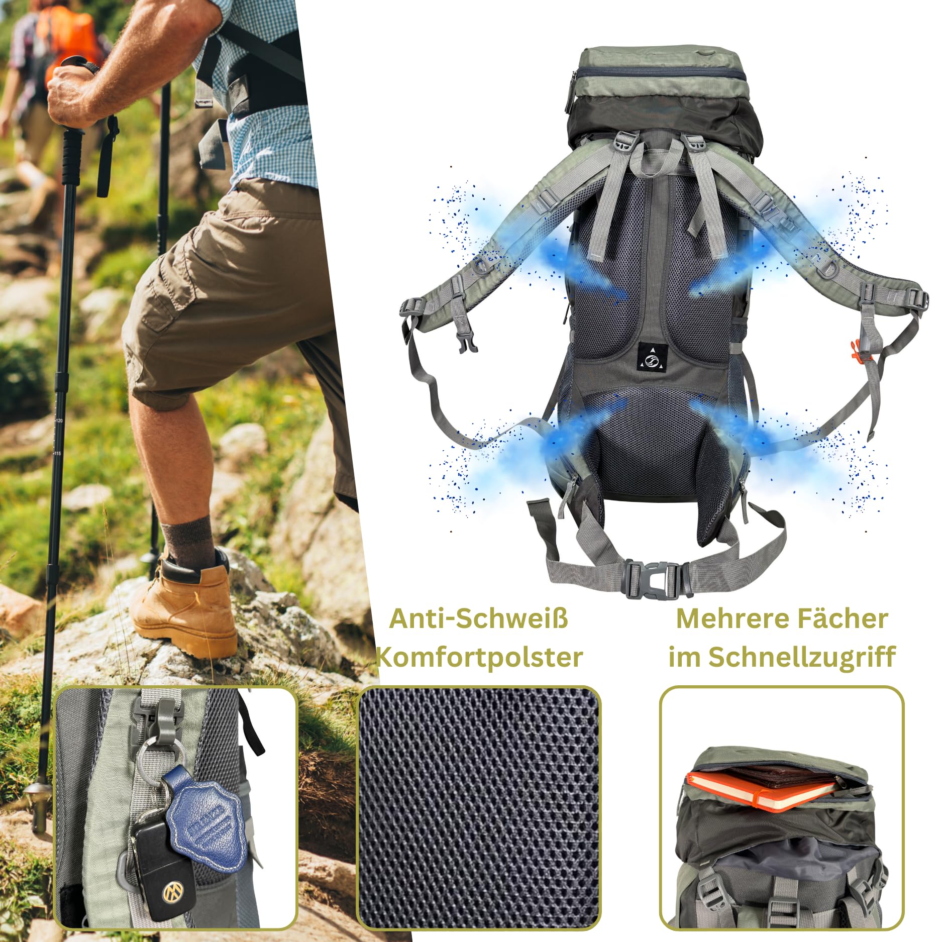 Wander Rucksack Wasserabweisend Tracking Tasche Reisetasche Camping Sport Outdoor Reisetasche Trackingrucksack Wanderrucksack Regenschutz