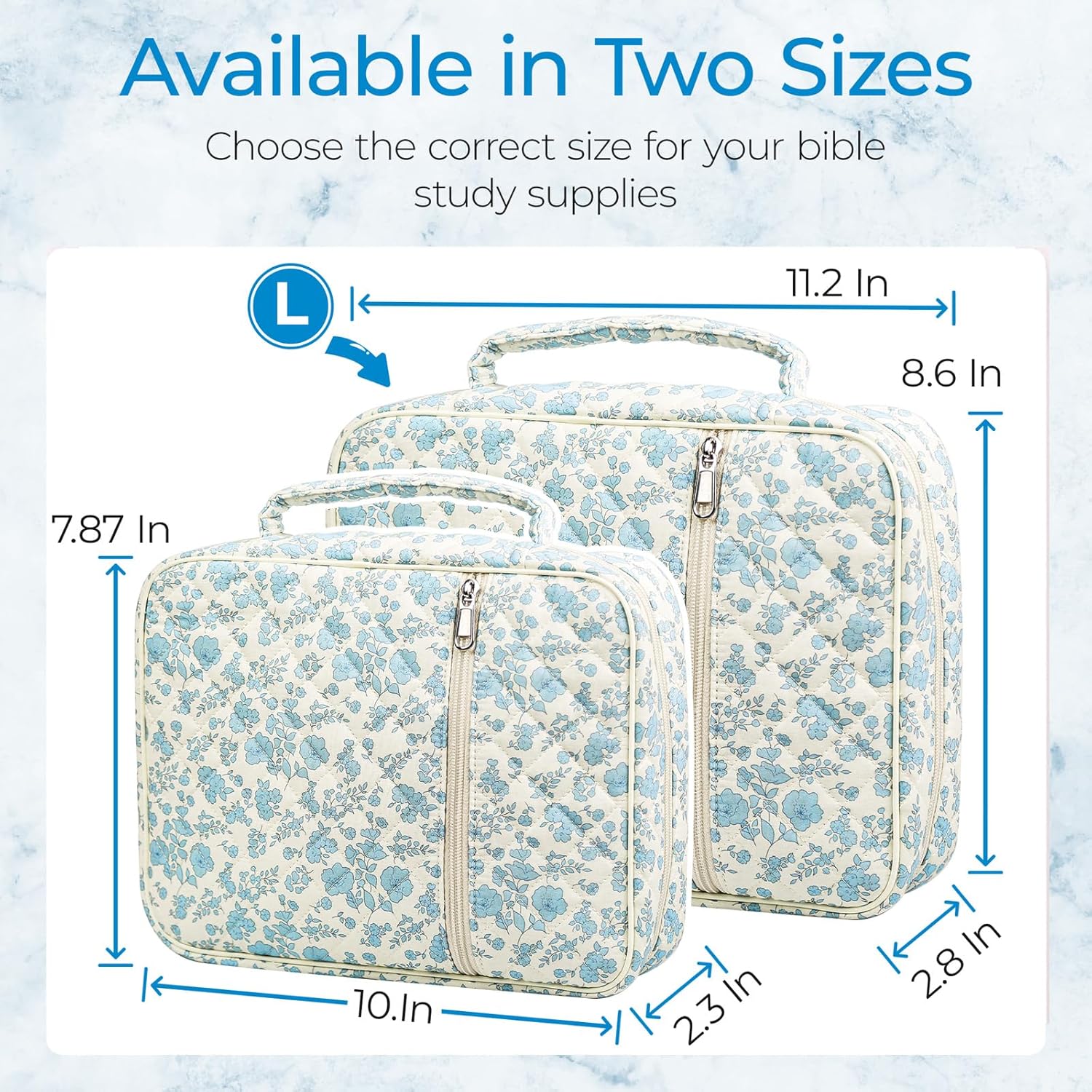 bible cover case for women,large bible tote bags organizer quilted carrying case for girls,bible study supplies accessories christian gifts for women (blue floral, l) blue floral l