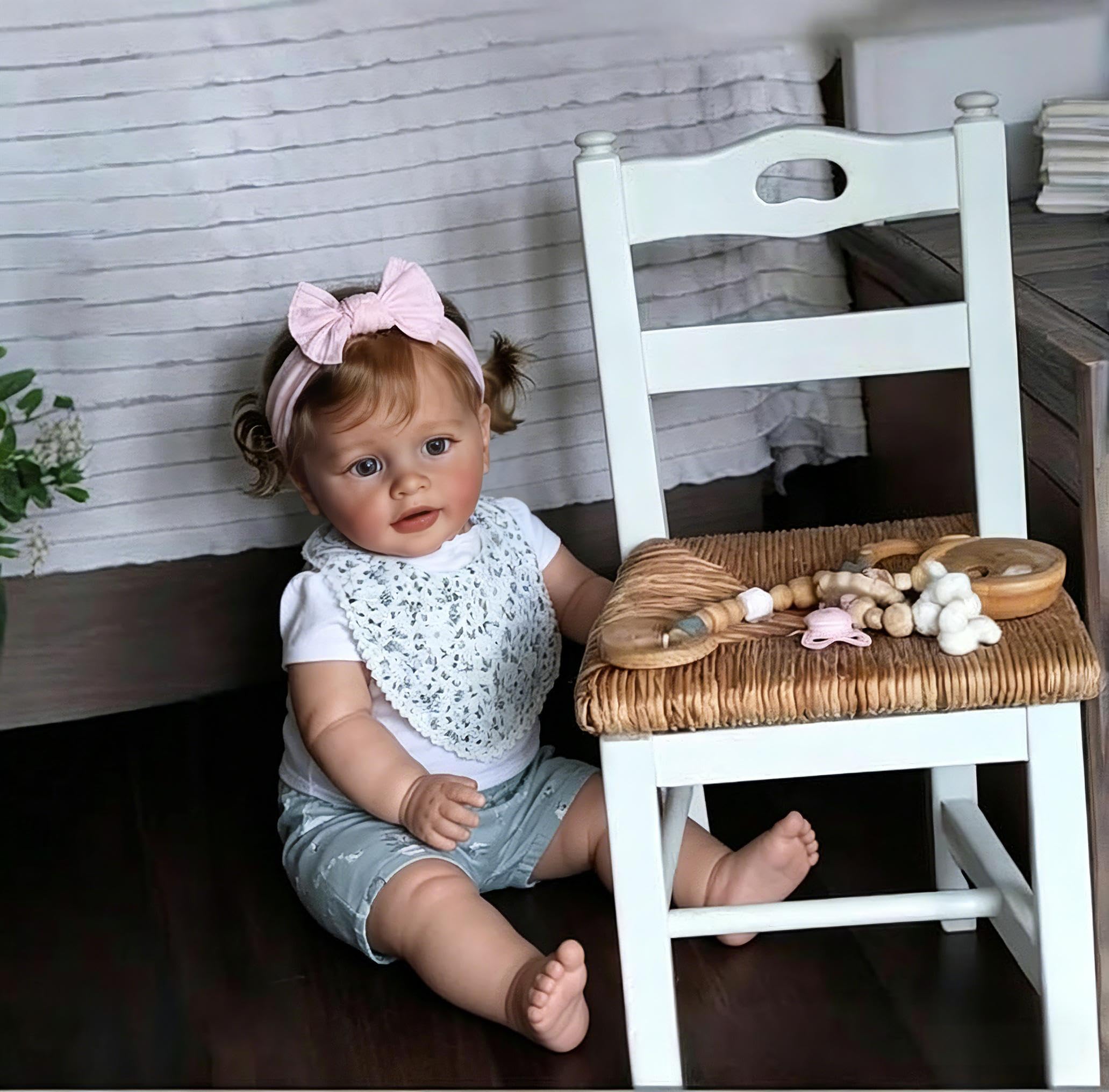 RXDOLL Bambole realistiche di grandi dimensioni Pippa 26 pollici realistiche Reborn Toddler Girl Bambole Soft Vinyl Cloth Body Real Looking Toddler Doll Giocattoli per ragazze Regali di Natale