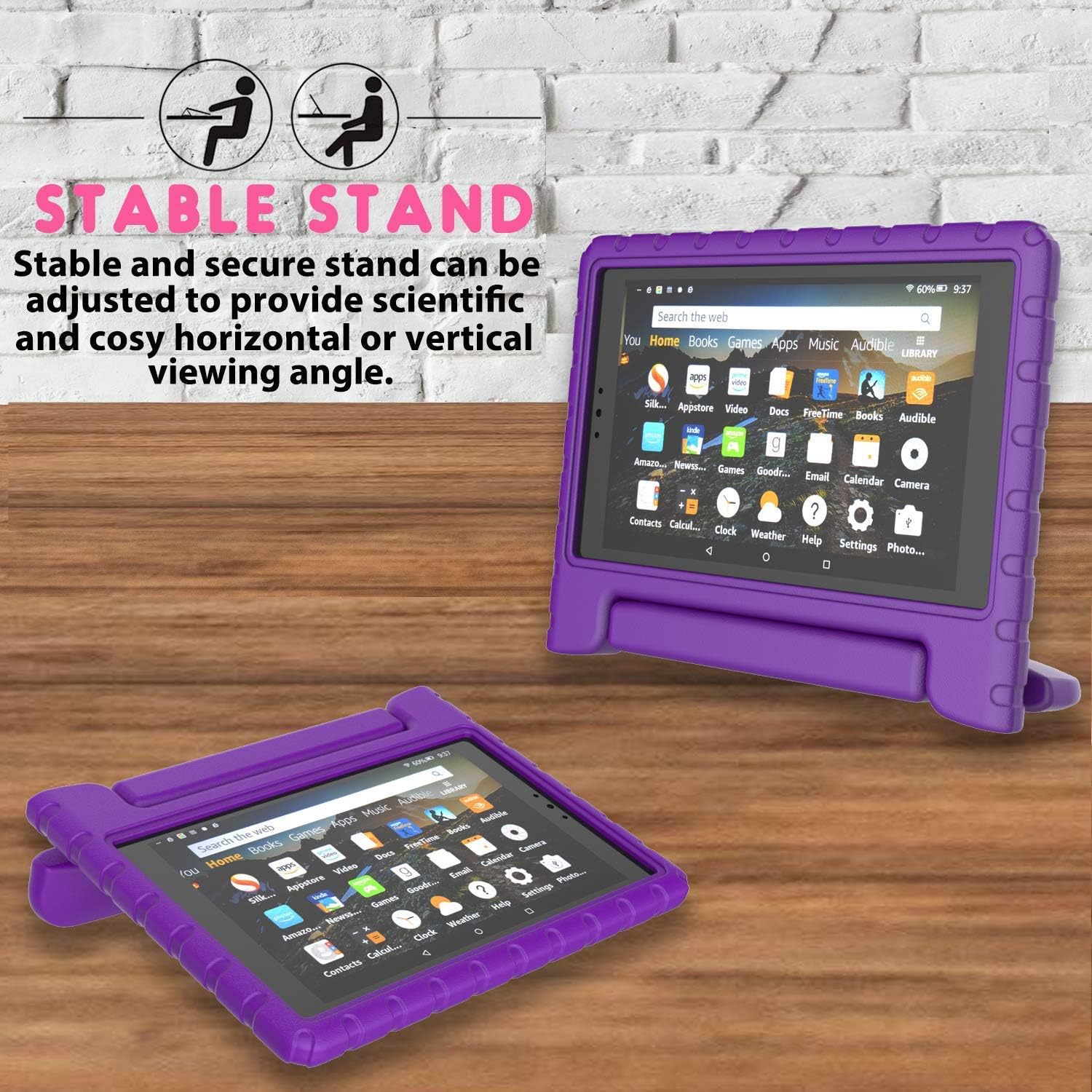 BMOUO Case for All-New Fire HD 8 2017/2018 - Light Weight Shock Proof Convertible Handle Kid-Proof Cover Kids Case for All-New Fire HD 8 Tablet (7th and 8th Generation, 2017 and 2018 Release), Purple