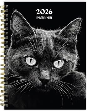 TF Publishing 2026 Pretty Kitty Medium Weekly Monthly Planner with 12-Month Calendar Grid, Goals and Task Trackers - Weekly Schedule Planner with Notes Section and Stickers - 6.5in x 8in