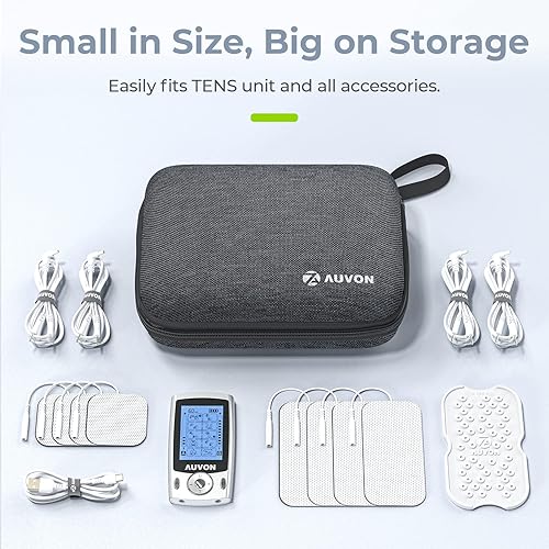 Miniatura 4 de AUVON Estuche de viaje profesional de EVA duro con bolsa sellada para unidad TENS y almohadillas de electrodos, funda de transporte a prueba de