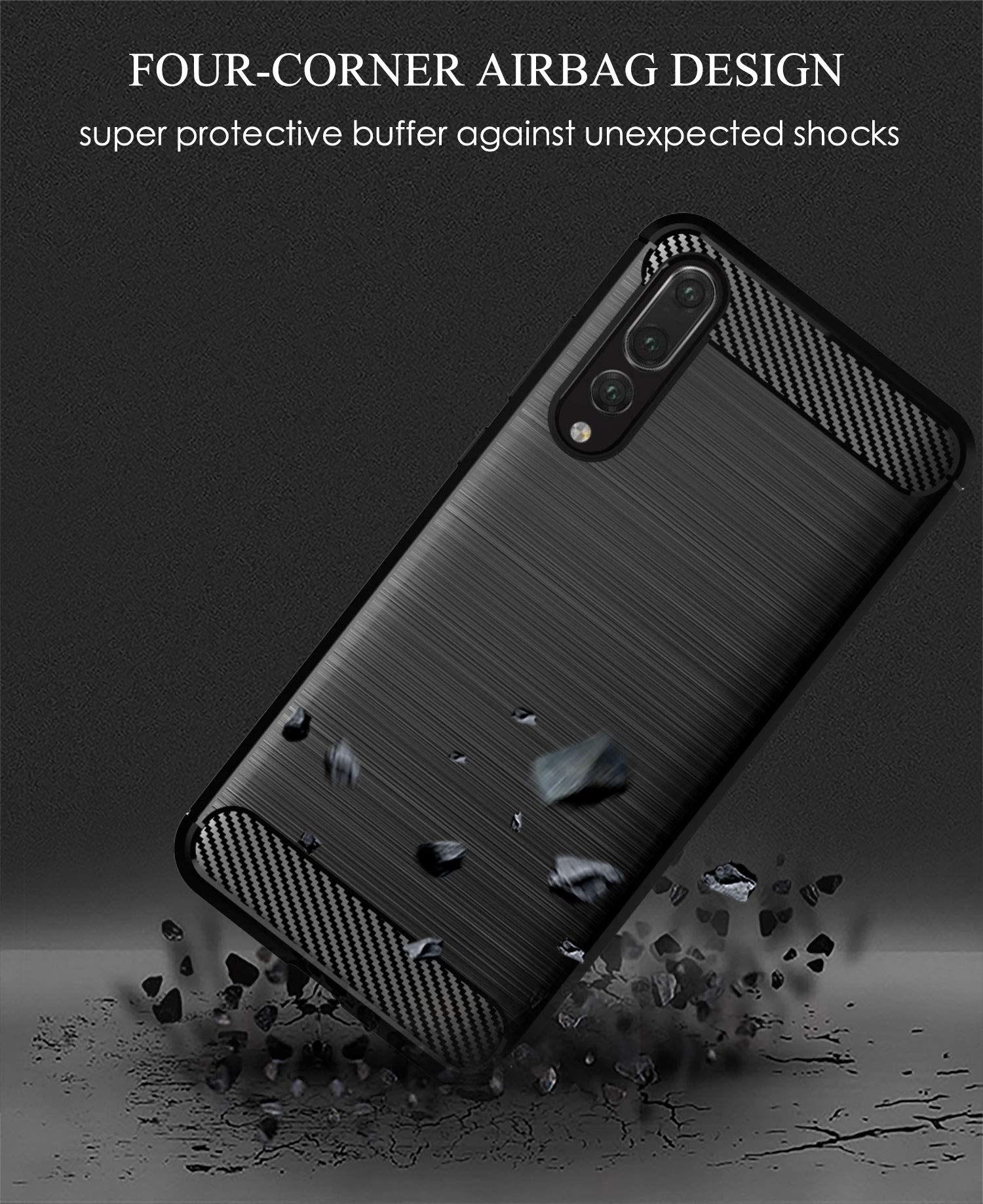 Asuwish Handyhülle Für Huawei P20 Pro | Mit Panzerglas Schutzfolie, Dünn, Schwarz, TPU Silikon