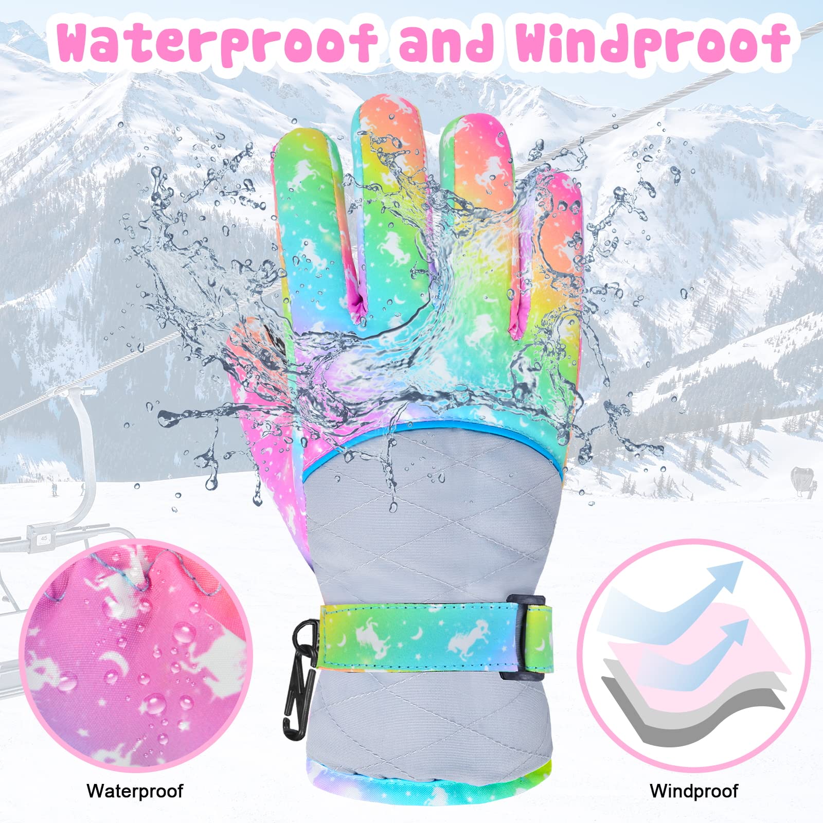 Handschuhe Kinder,Winter Schneehandschuhe wasserdichte Handschuhe Warm Fleece Winterhandschuhe Fahrradhandschuhe für Jungen Mädchen