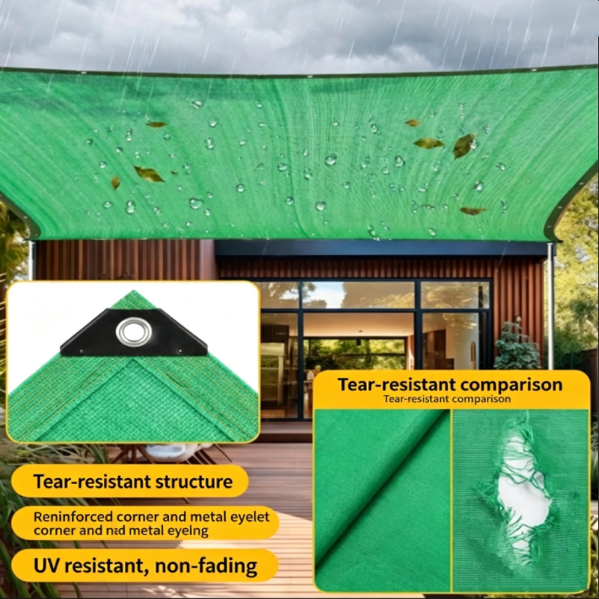 Malla Sombra Verde 90% de sombreado, Tela Transpirable para balcón, jardín y Camping Caravana