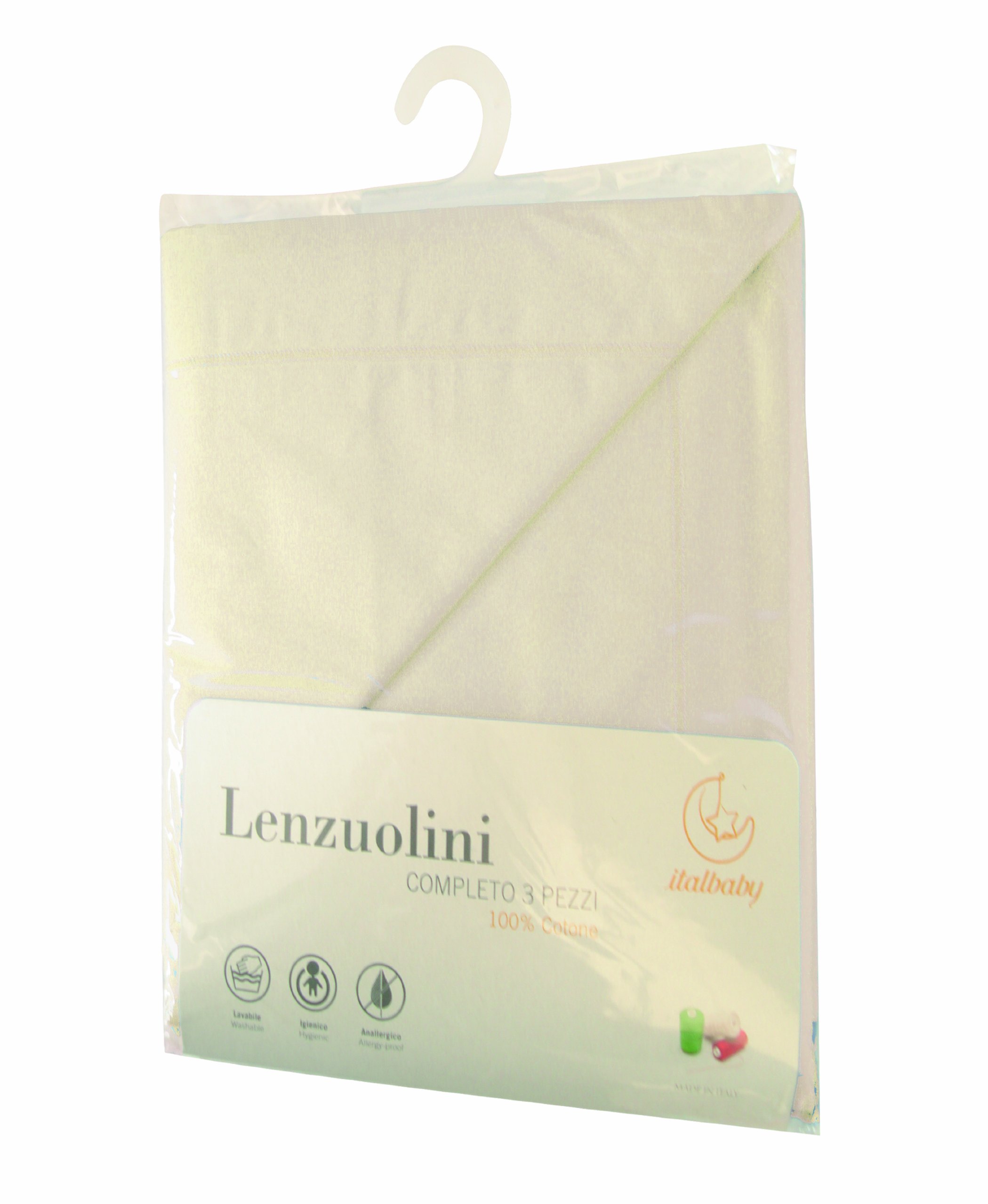 ITALBABY 020,1010–6 lenzuola par Lettino, 3 PEZZI, beige