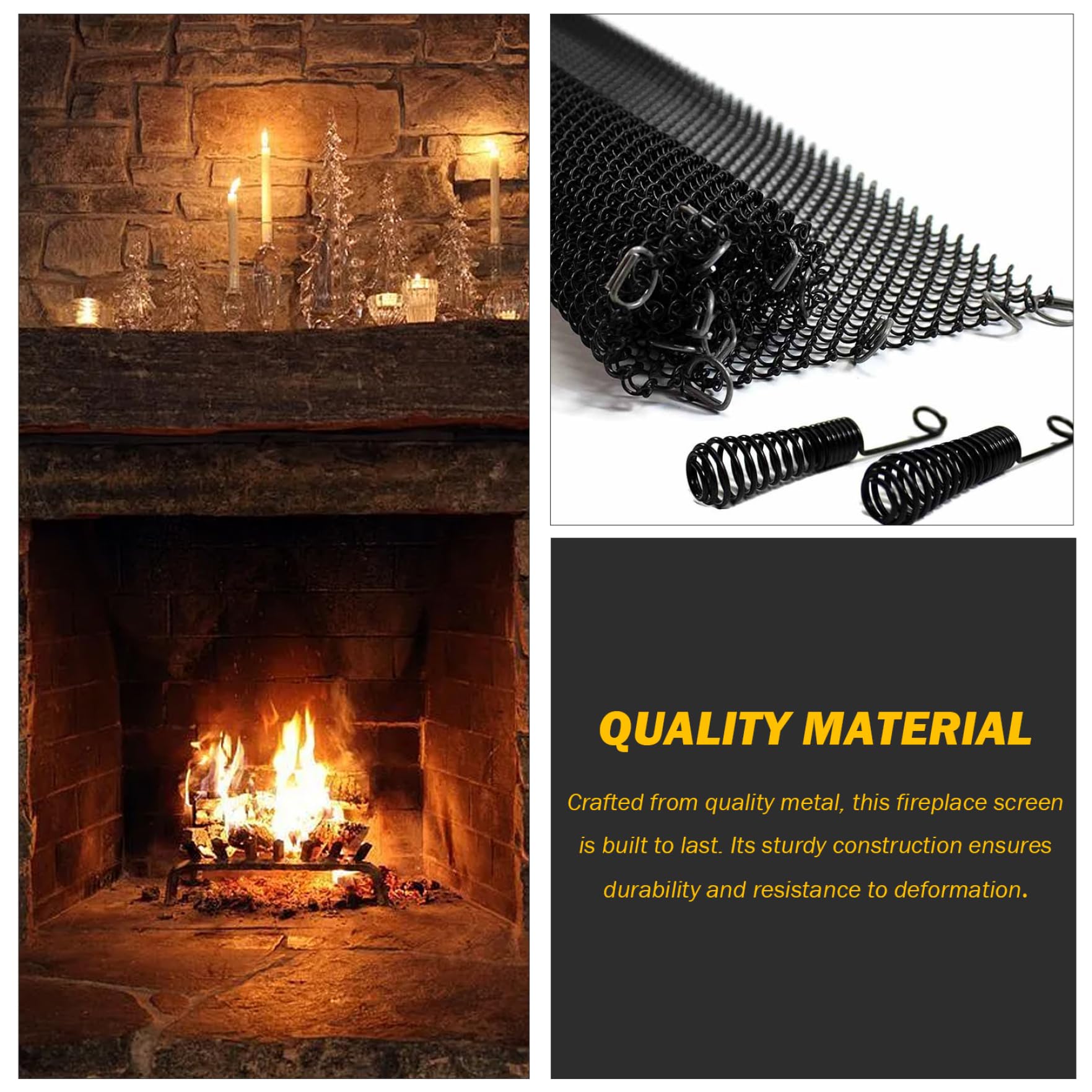 Schermo del caminetto con i tiri 1 coppia Spark Guard Fireplace Mesh Screen Curtain Rust Heat Resistant Home Fireplace Guard, 24x20 pollici