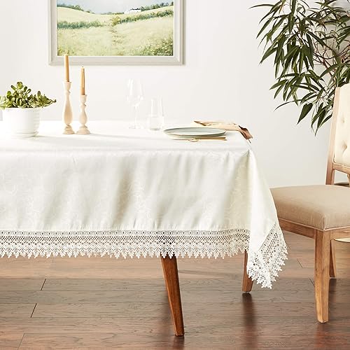Miniatura 6 de Imperial Bordado Vintage Lace Design 70" X 140" Mantel OblongoRectángulo en Blanco