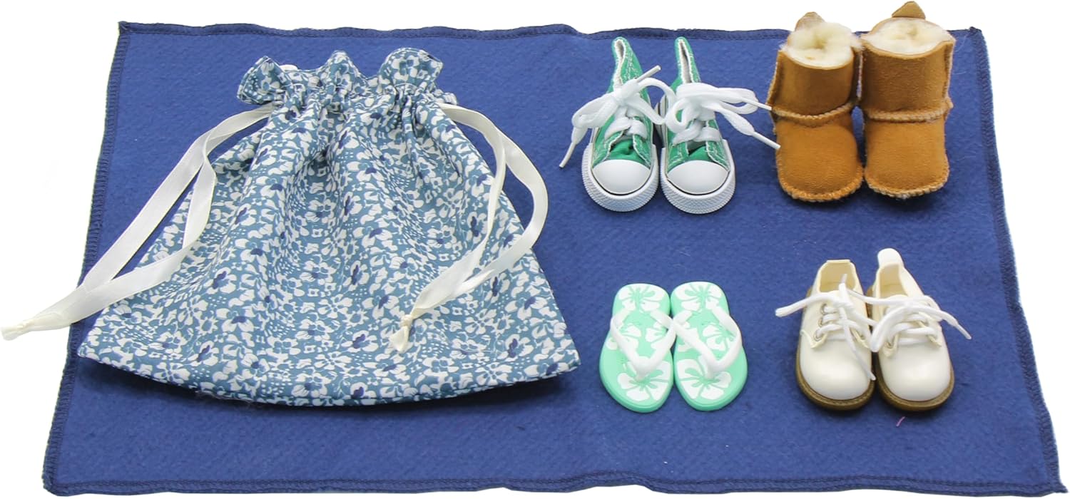 Montessori Stereognostic Bag with Paired Mini Shoes, Sensory Matching Set, Mini Shoes Collection with Storage Bag, Felt Mat