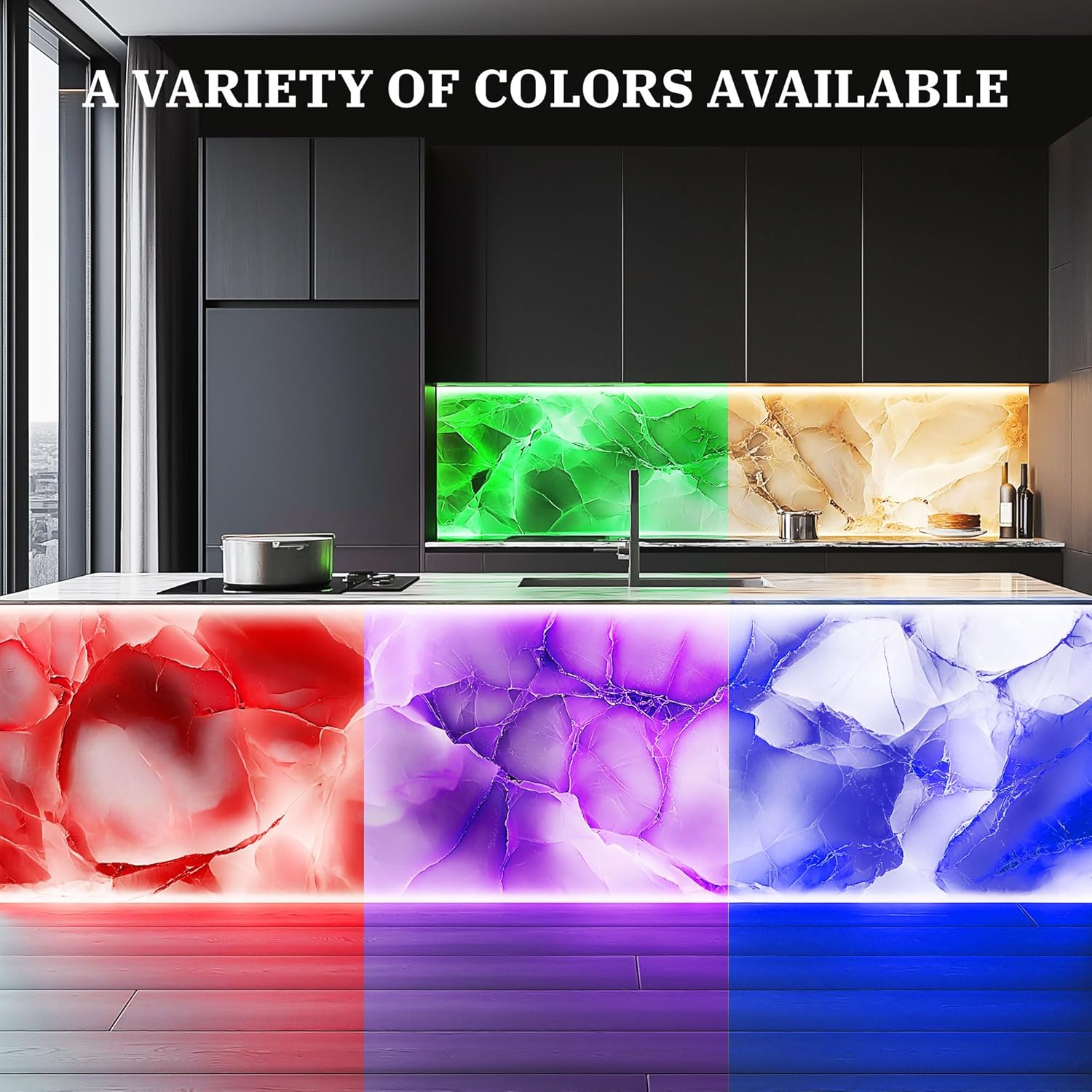 Lichaser 4 Pack LED Backlight Sheet RGB 24V 45W, Dimmable LED Panel Sheet Compatible with Alexa, Flexible Backlit Light Remote & APP Control, 19.7X9.7 Inch for Marble, Onyx, Quartz Countertop