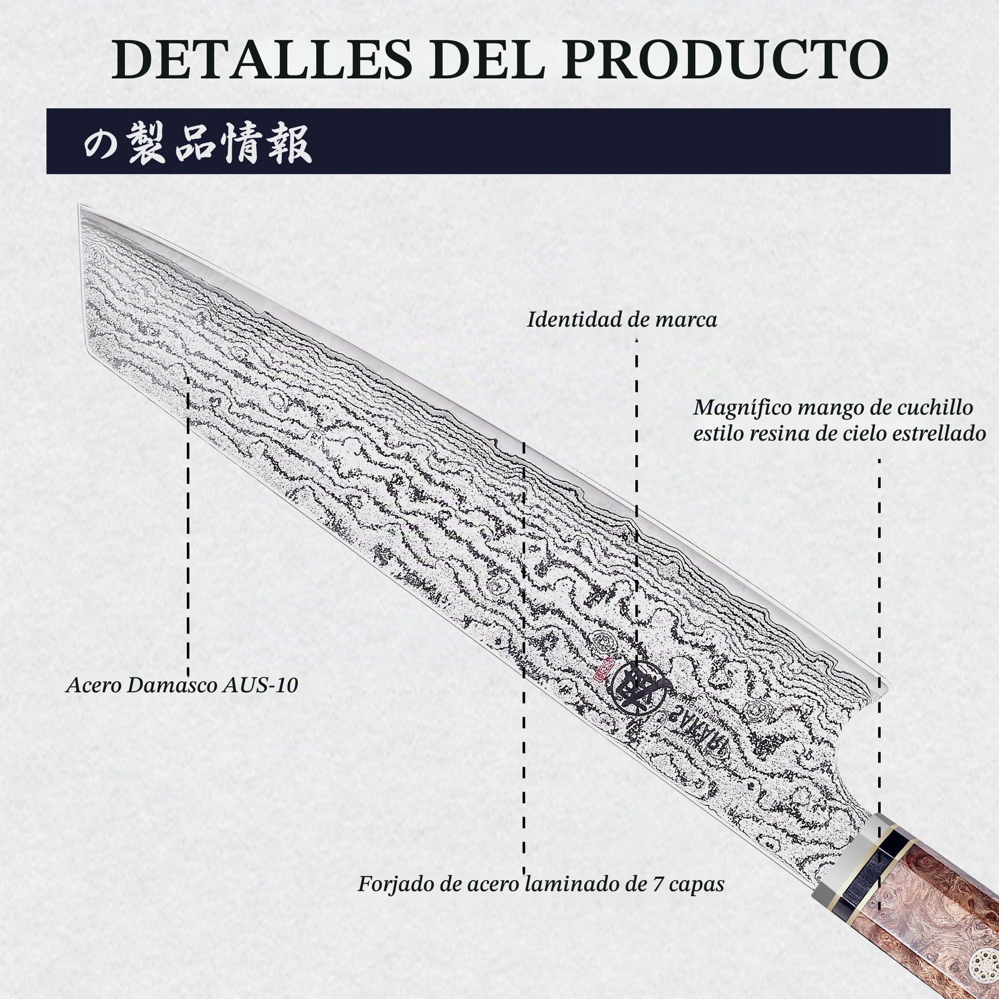 MITSUMOTO SAKARI 22 cm Cuchillos Cocina Kiritsuke, Cuchillo Chef Damasco | Cuchillos Cocina Forjado a Mano Profesional, Cuchillos Japoneses de Damasco AUS-10, Mango y Caja de Madera de Sándalo