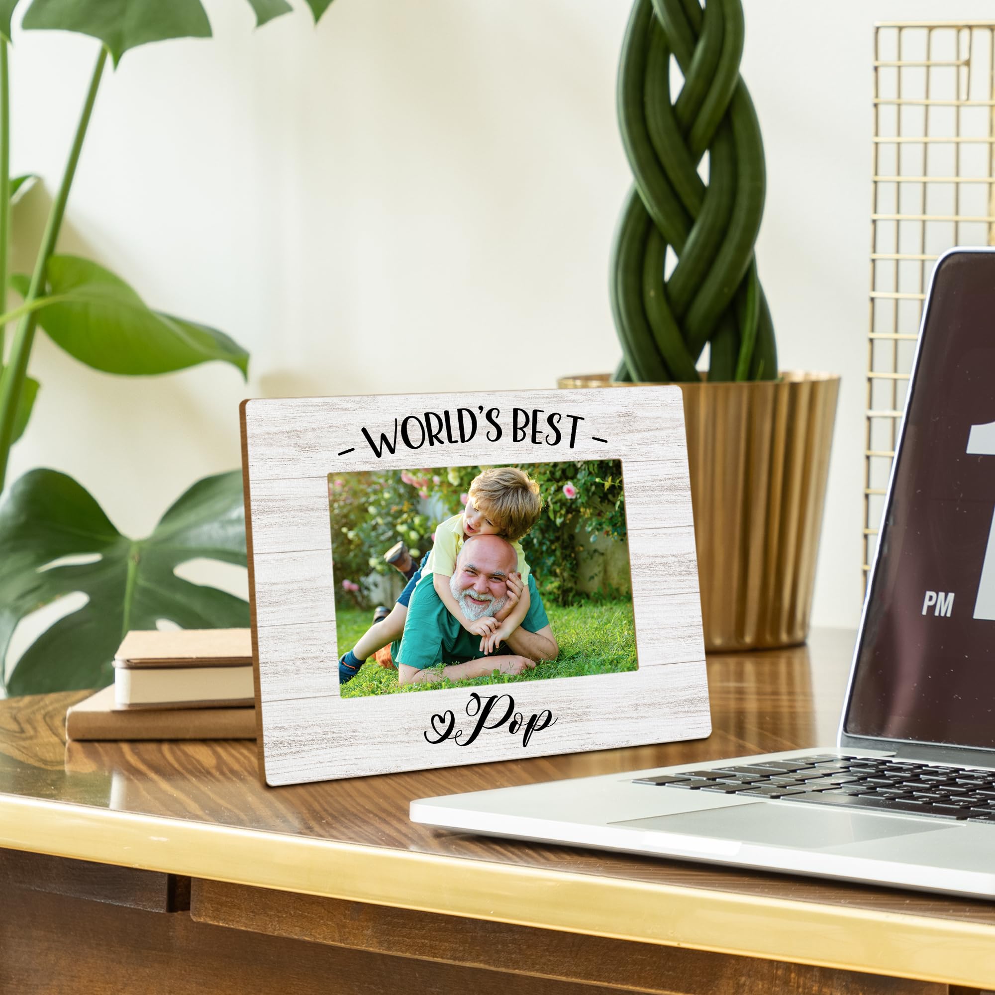 Pop Pops Gifts Picture Frames, Pop Grandpa Photo Frame Gift for Grandfather Fathers Day Christmas from Grandkids, World's Best Pop Picture Frame, Grandpa Wood Picture Frames for 5x7 Photos