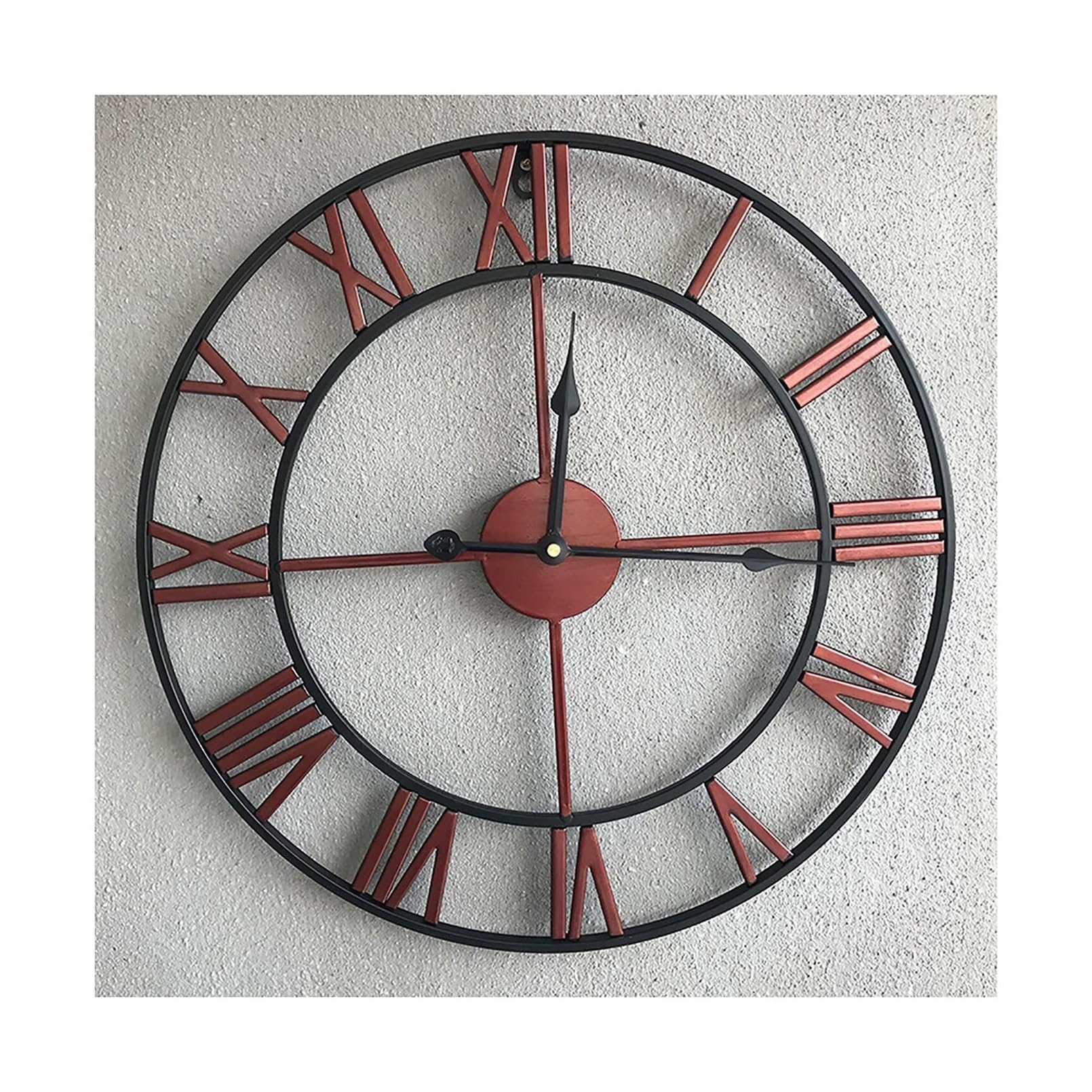 Relojes Reloj de pared grande de 24 pulgadas de metal envejecido que no hace tictac, silencioso, estilo industrial moderno, reloj de pared de hierro con números romanos for el hogar, sala de estar, co